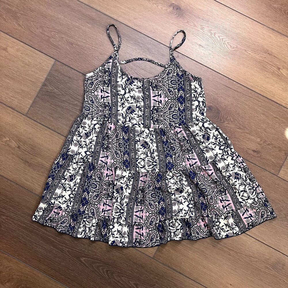 Poetry Blue-Pink-Ivory  Floral  Thin Strap Sundress Size S
